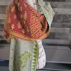 Colorful Patterned Kantha Scarf